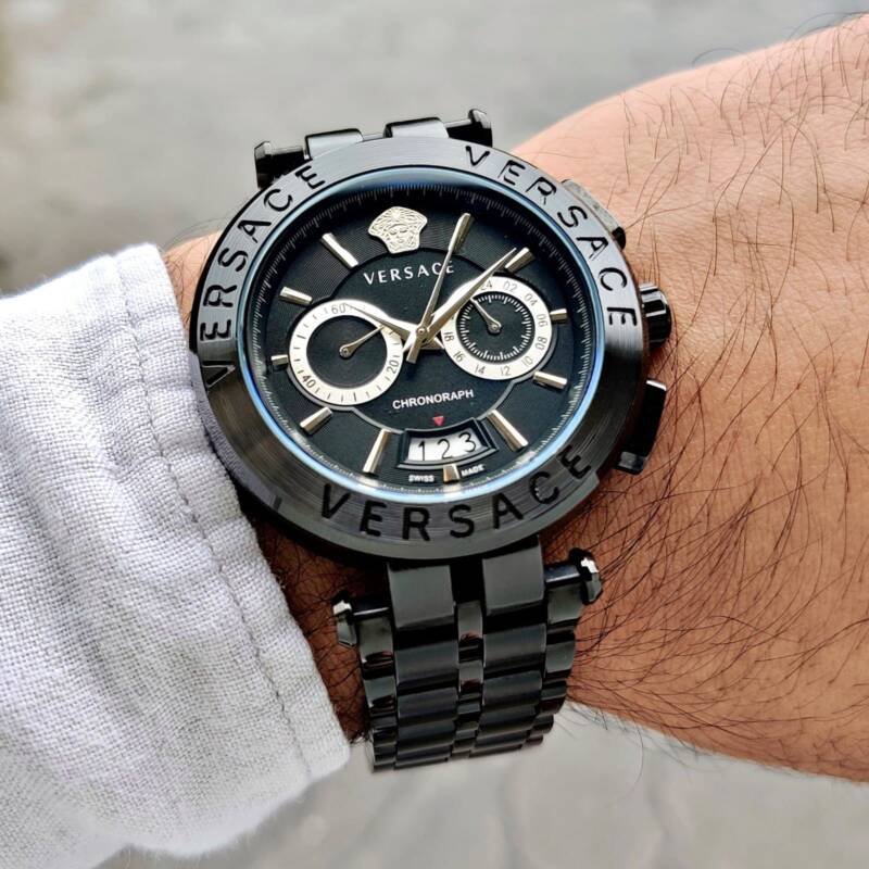 Versace Aion Chronograph in full black https://watchstoreindia.com/Shop/versace-aion-chronograph-in-black/