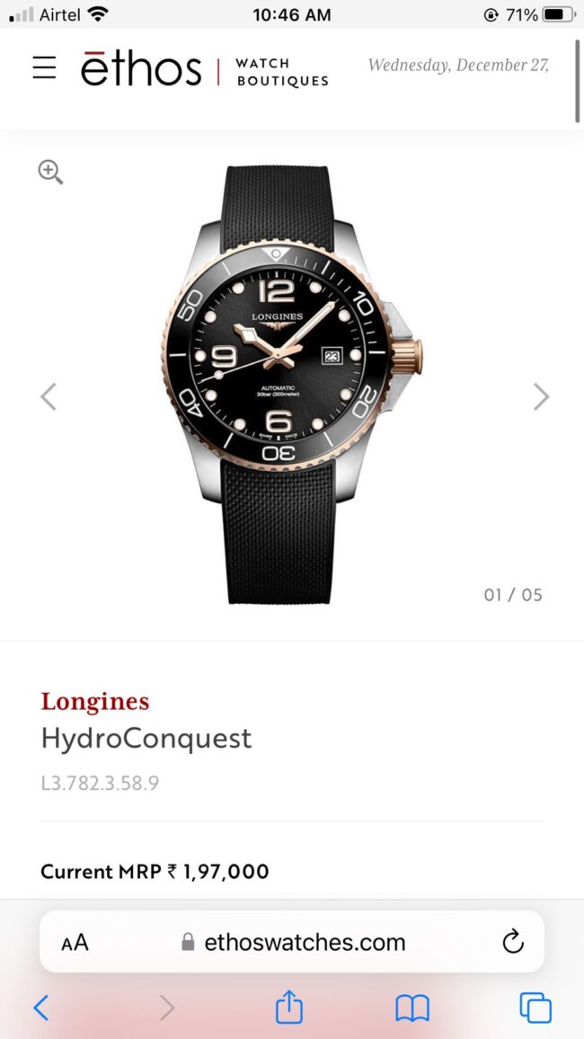 Longines HydroConquest 1 https://watchstoreindia.com/Shop/longines-hydroconquest-leather-strap/