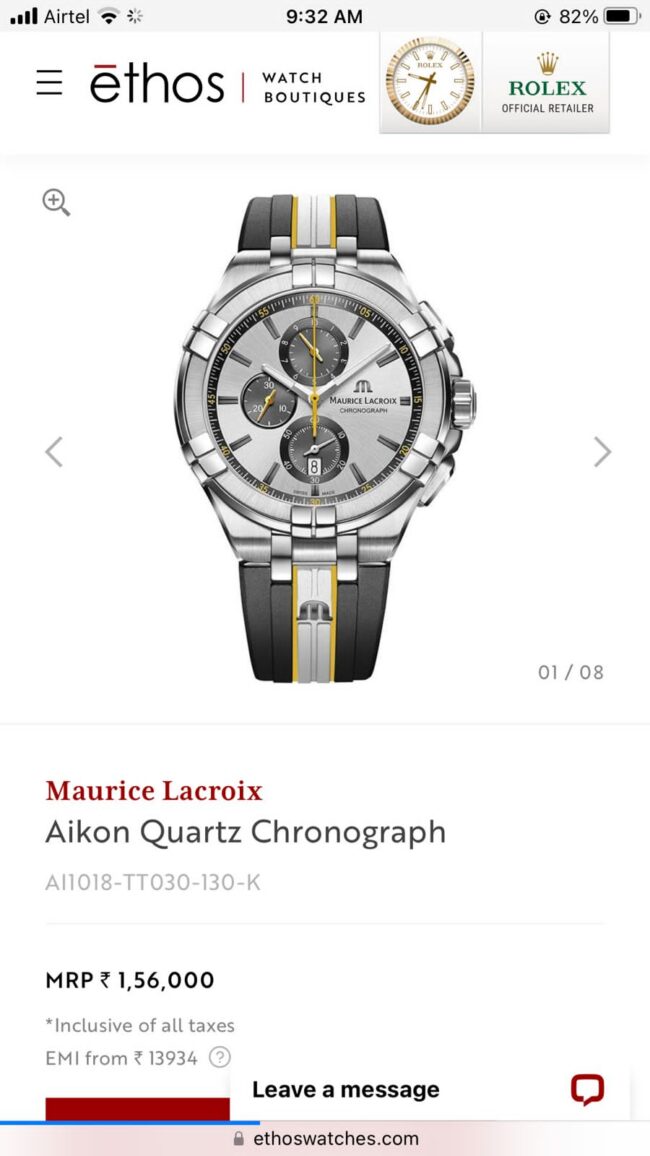 Maurice Lacroix Aikon Quartz 8 https://watchstoreindia.com/Shop/maurice-lacroix-aikon-quartz-chronograph/