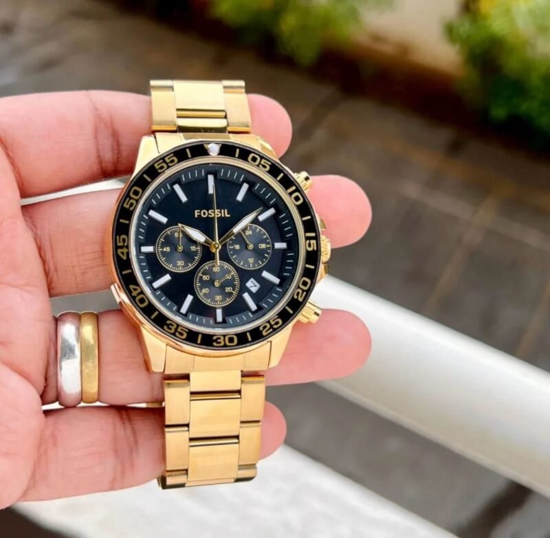 FOSSIL 7AA BLACK SATIN DIAL CHRONOGRAPH - Image 1