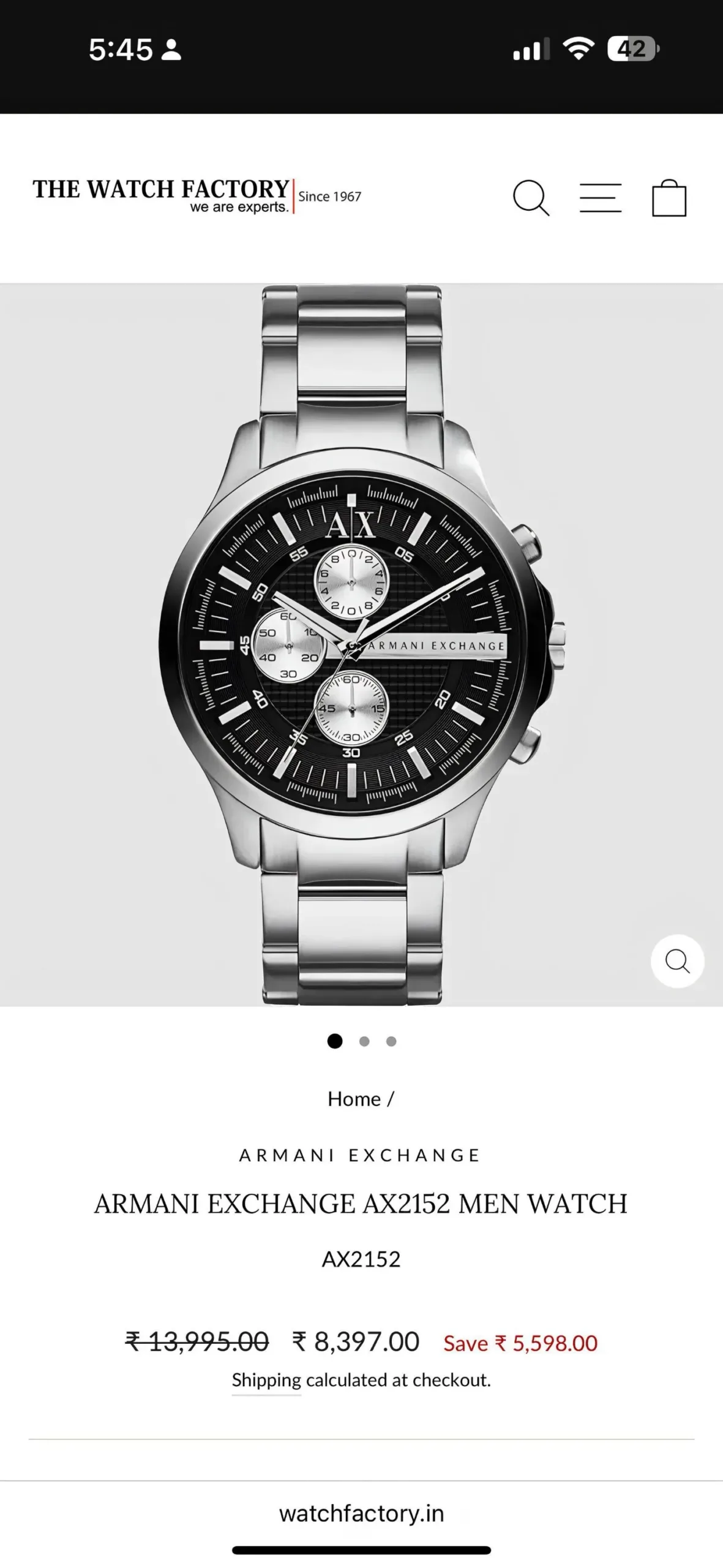 ARMANI EXCHANGE AX2152 STAINLESS STEEL CHRONOGRAPH - Image 2