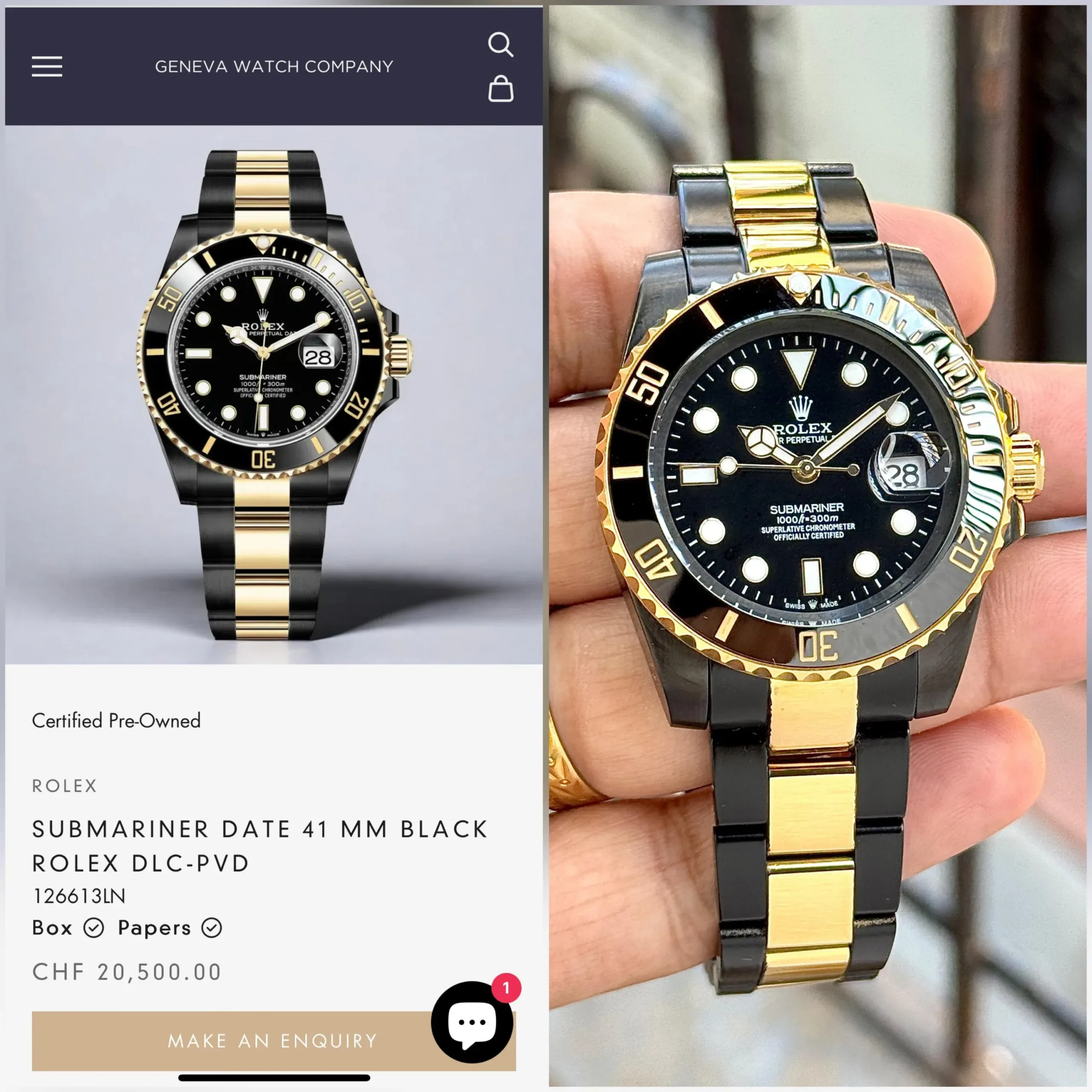 ROLEX SUBMARINE DATE AUTOMATIC MOVEMENT BLACK - Image 3