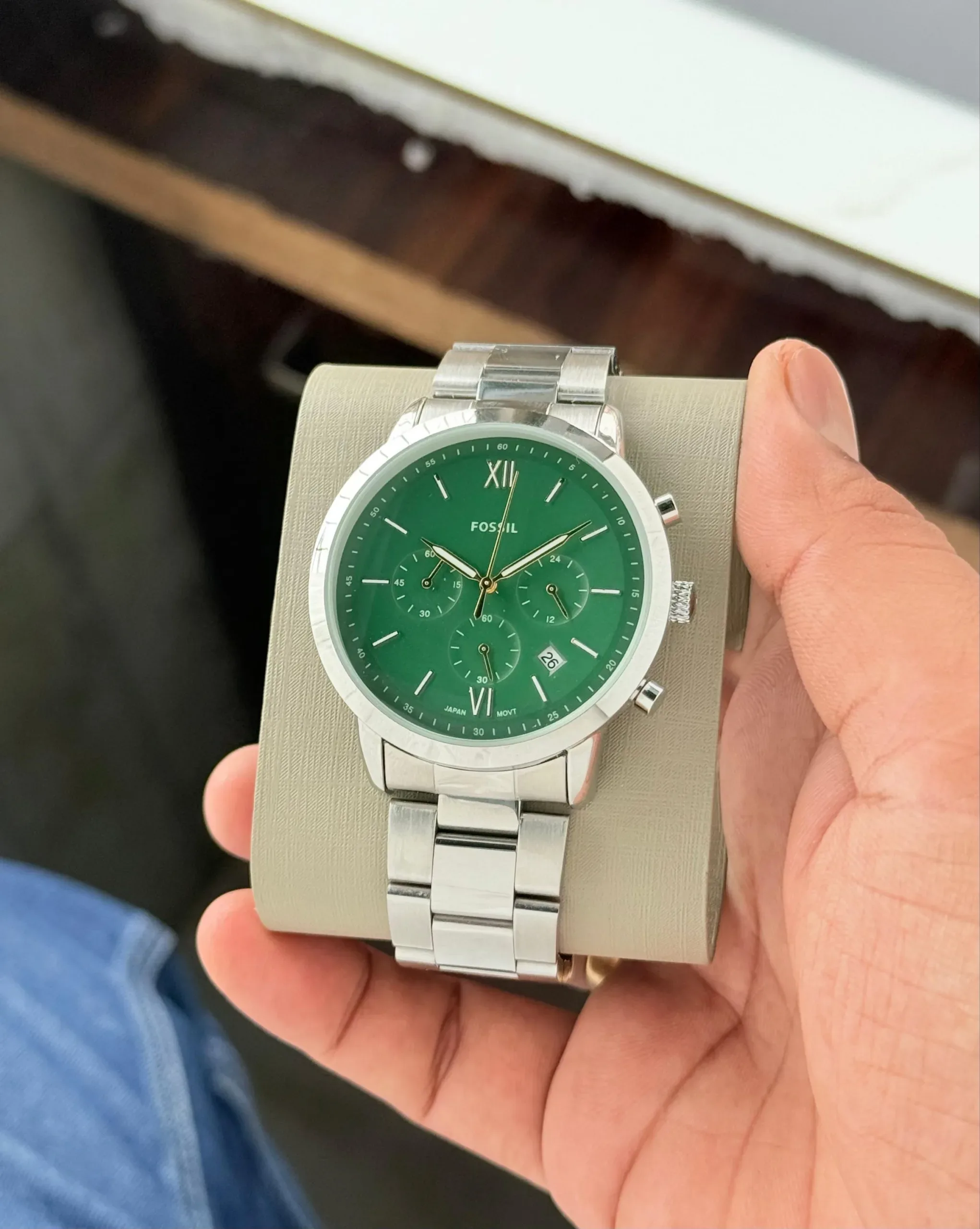 2025/09/1000042361-jpg.webp FOSSIL SLIM NEUTRA CHRONOGRAPH GREEN DIAL - Image 1