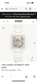 RADO AUTOMATIC OPEN HEART WHITE CERAMIC - Image 2