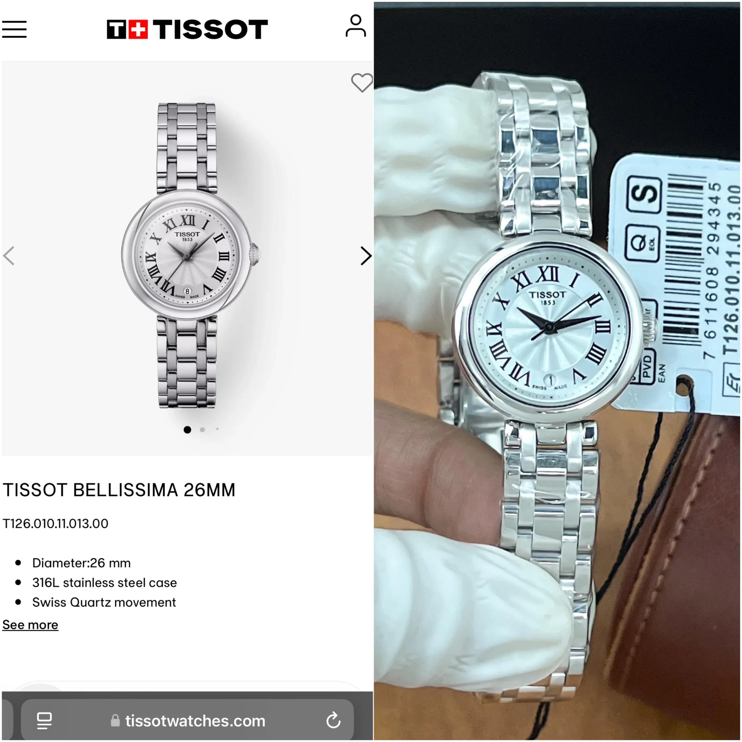 TISSOT BELLISSIMA STAINLESS STEEL 7AA PREMIUM - Image 5