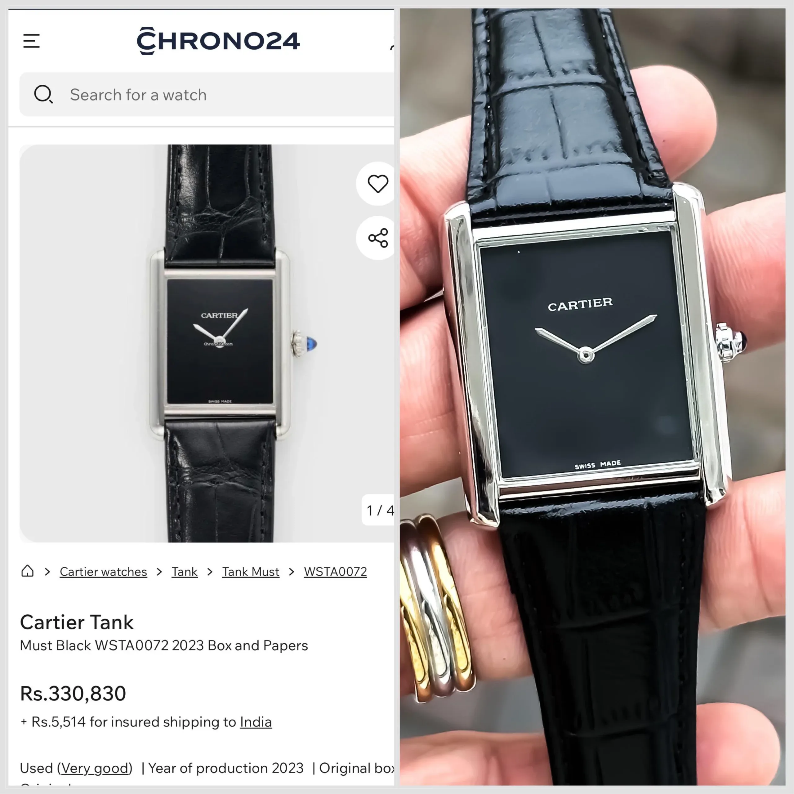 CARTIER TANK LOUIS WSTA0072 7AA PREMIUM BLACK DIAL - Image 3