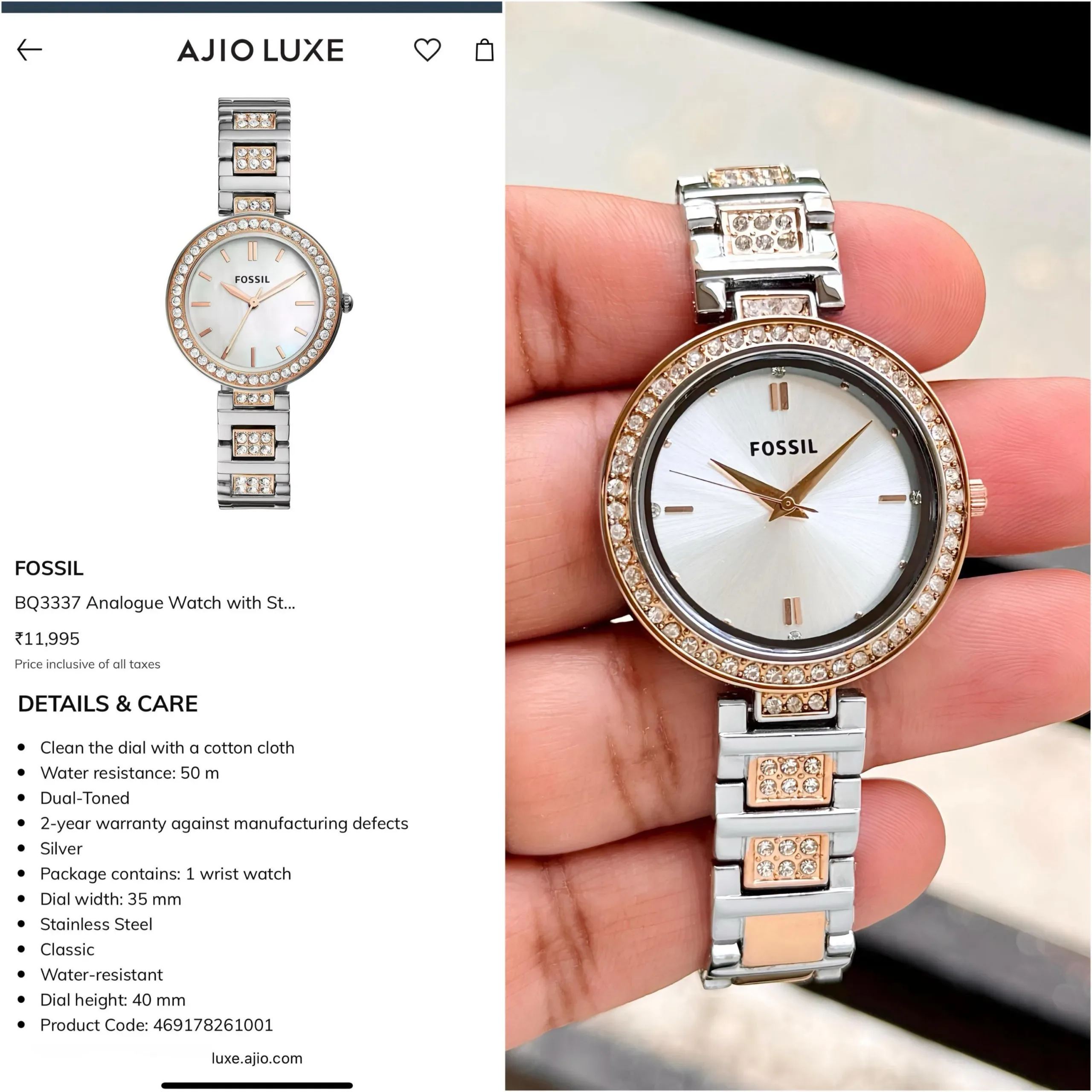 FOSSIL KARLI BQ3337 7AA PREMIUM WHITE DIAL - Image 3