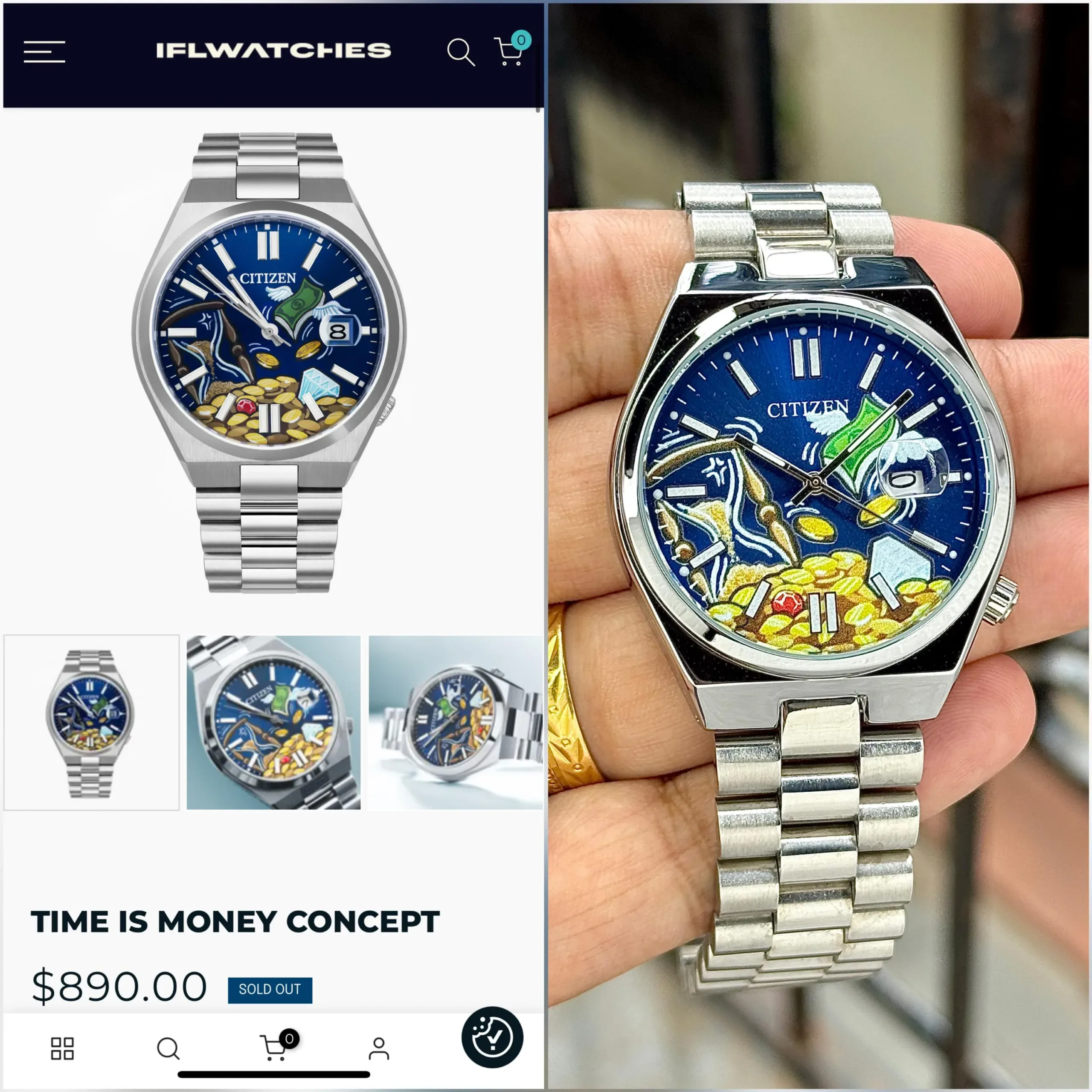 CITIZEN TIME IS MONEY STAINLESS STEEL ARTISTIC DIAL - Image 3
