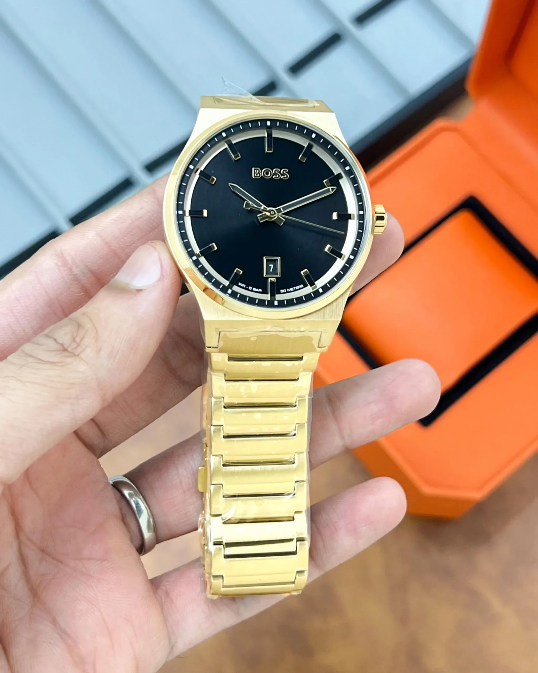 HUGO BOSS AUTHENTIC STAINLESS STEEL BLACK DIAL - Image 4