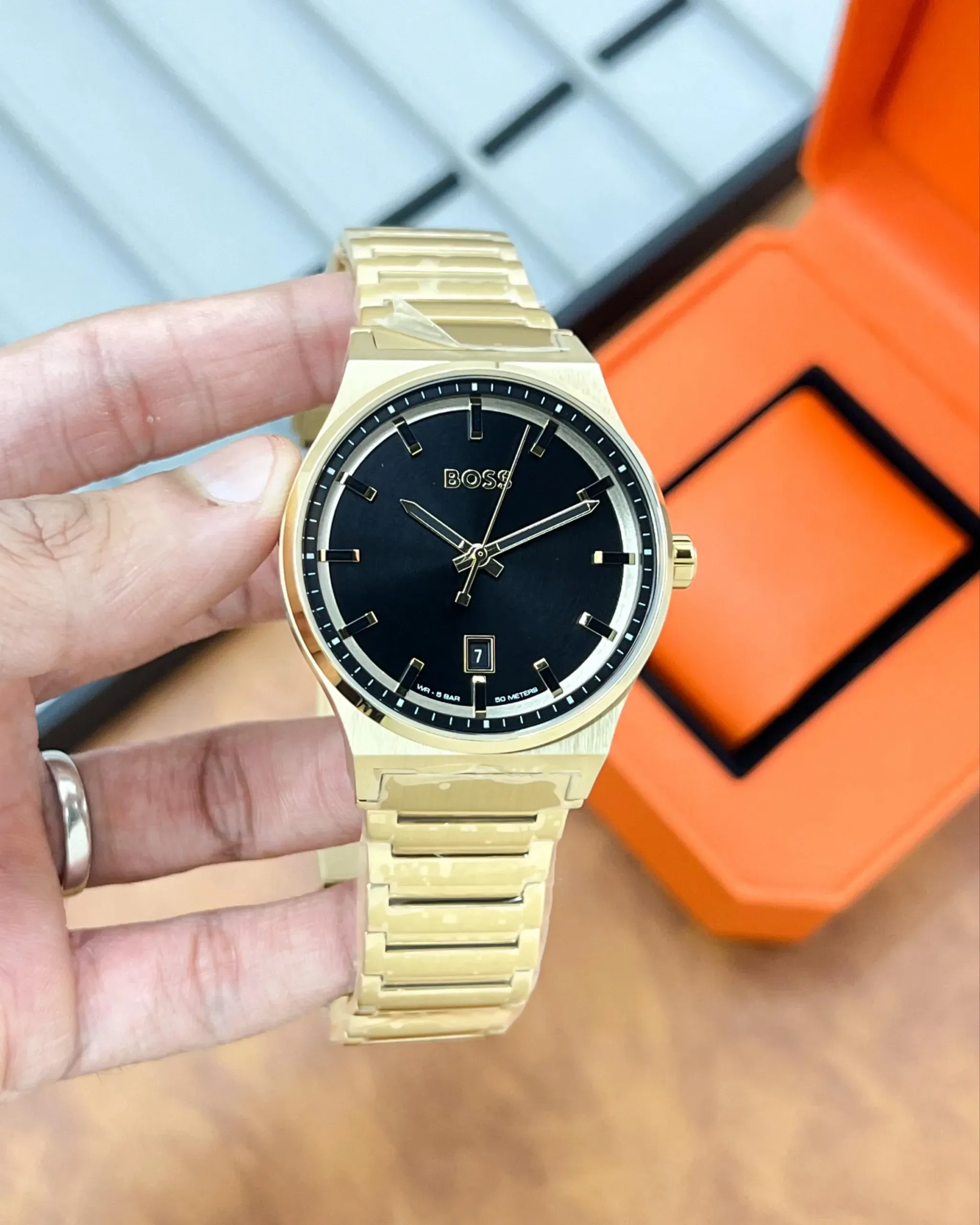 HUGO BOSS AUTHENTIC STAINLESS STEEL BLACK DIAL - Image 3