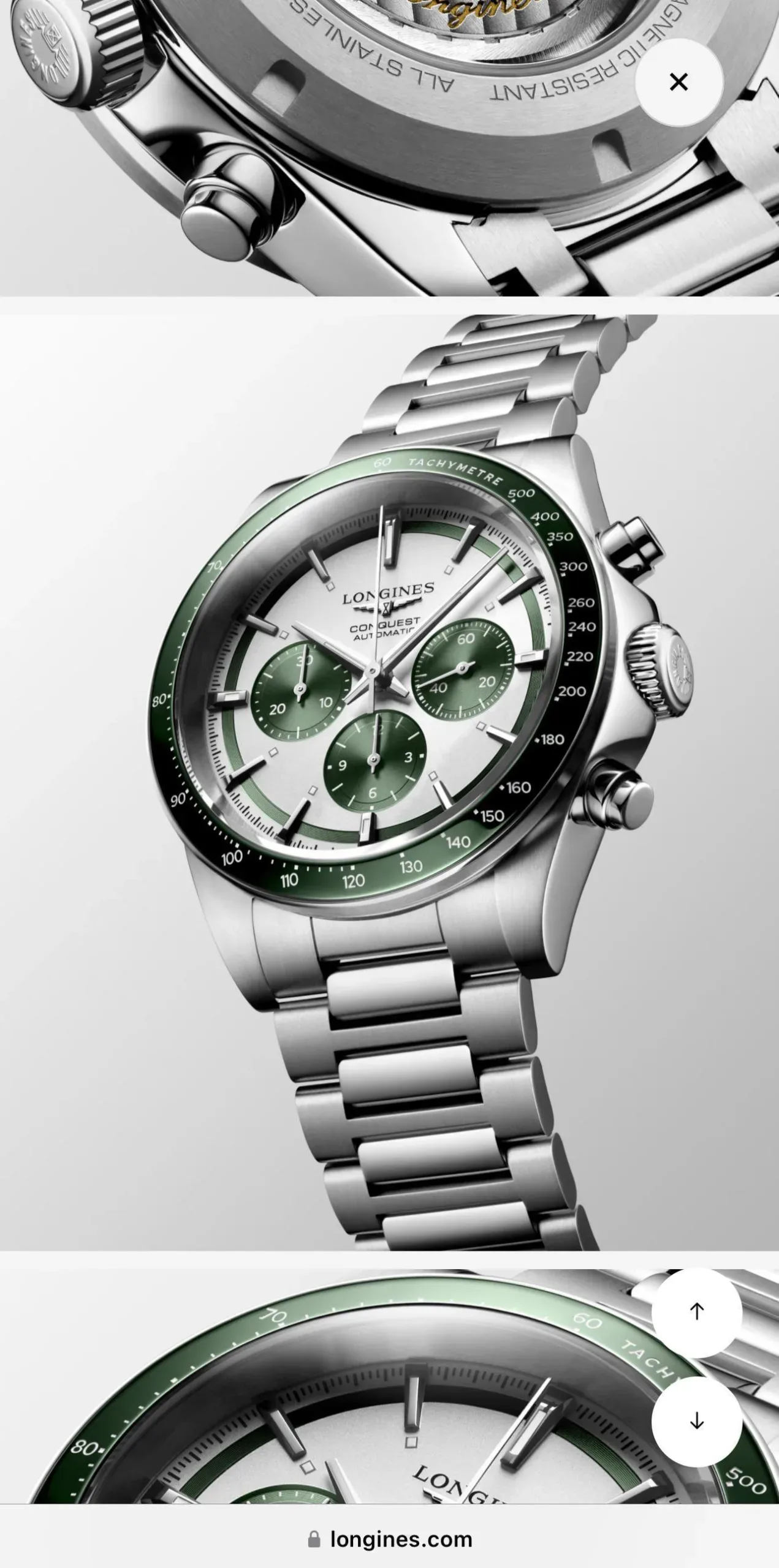 LONGINES CONQUEST CHRONOGRAPH AUTOMATIC WHITE & GREEN DIAL - Image 3