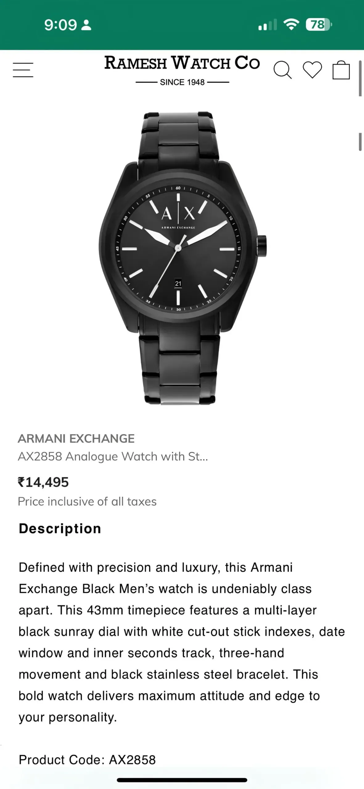 ARMANI EXCHANGE AX2858 7AA PREMIUM BLACK - Image 2