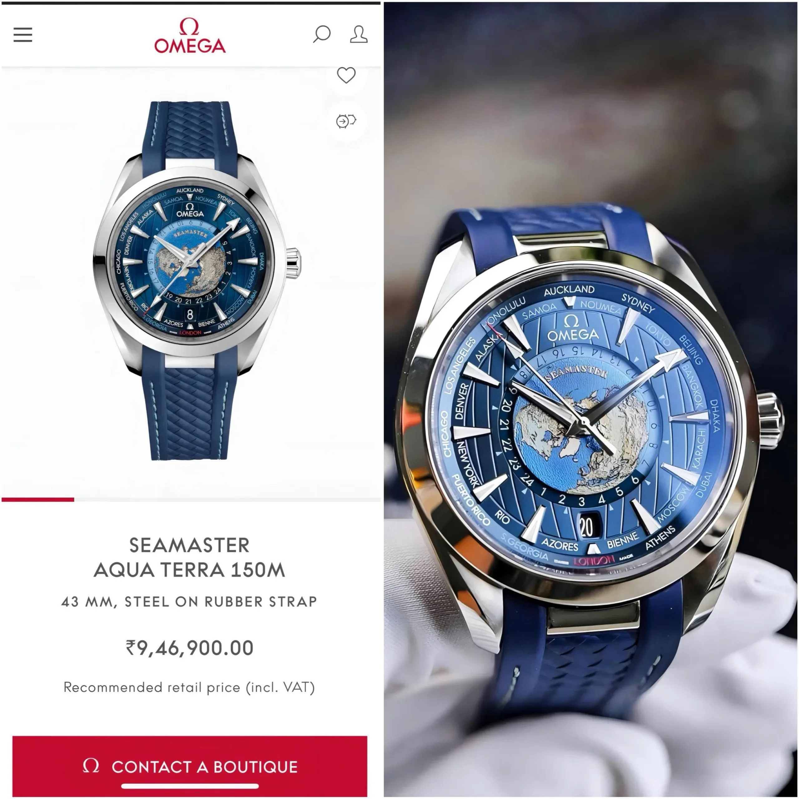 OMEGA AQUATERRA WORLDTIMER AUTOMATIC BLUE - Image 6