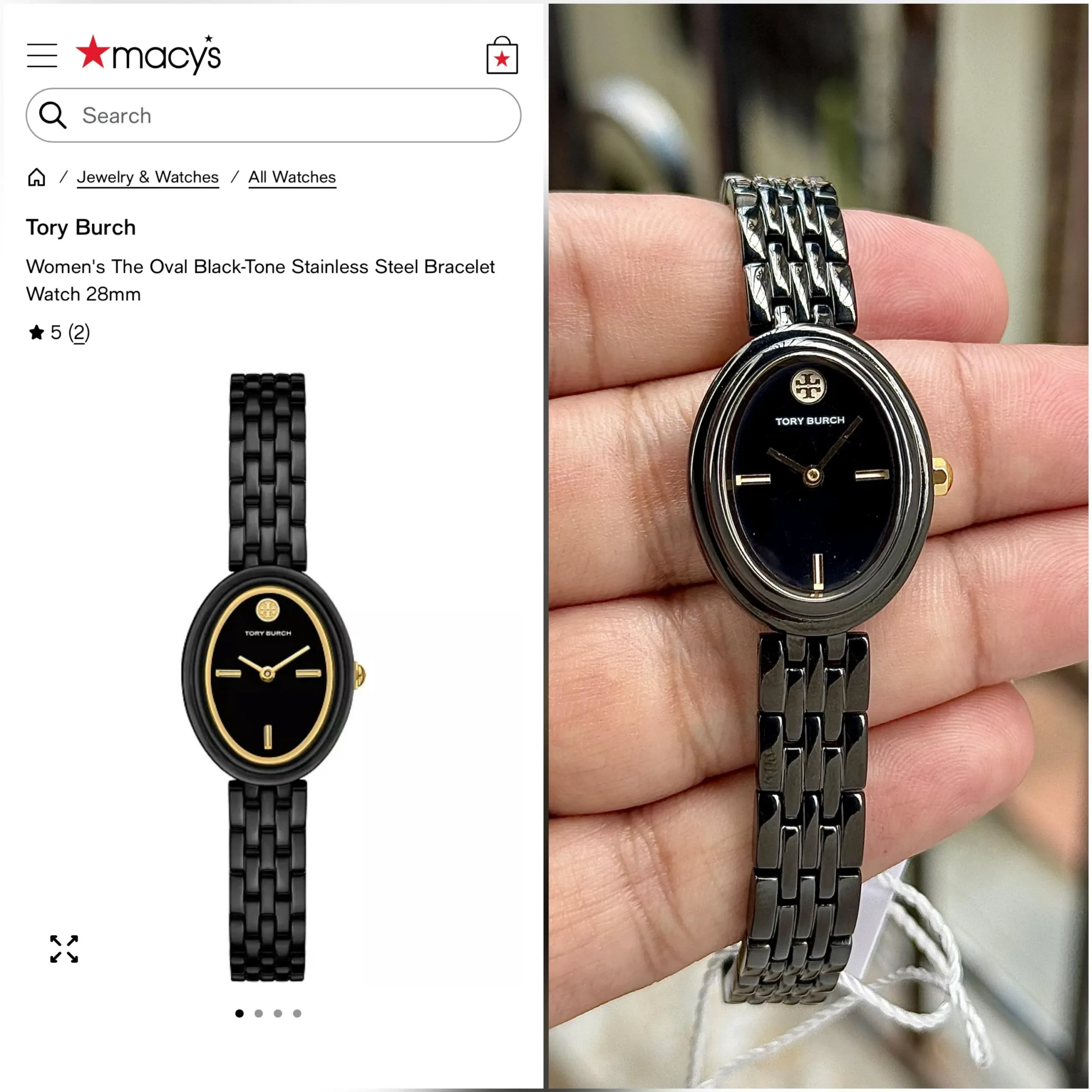 TORY BURCH OVAL JET BLACK DIAL STAINLESS STEEL - Image 3
