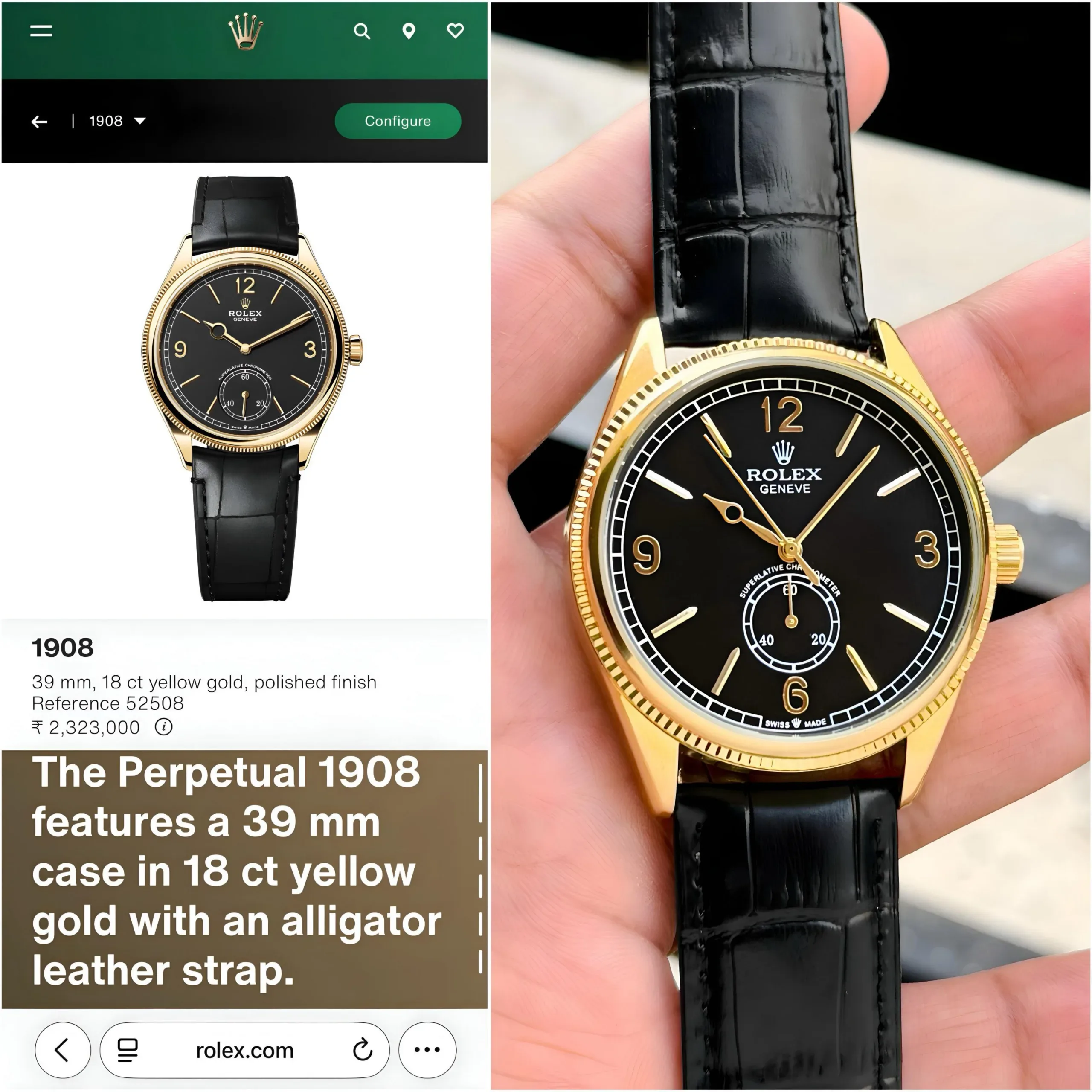ROLEX PERPETUAL 1908 7AA PREMIUM AUTOMATIC BLACK - Image 4