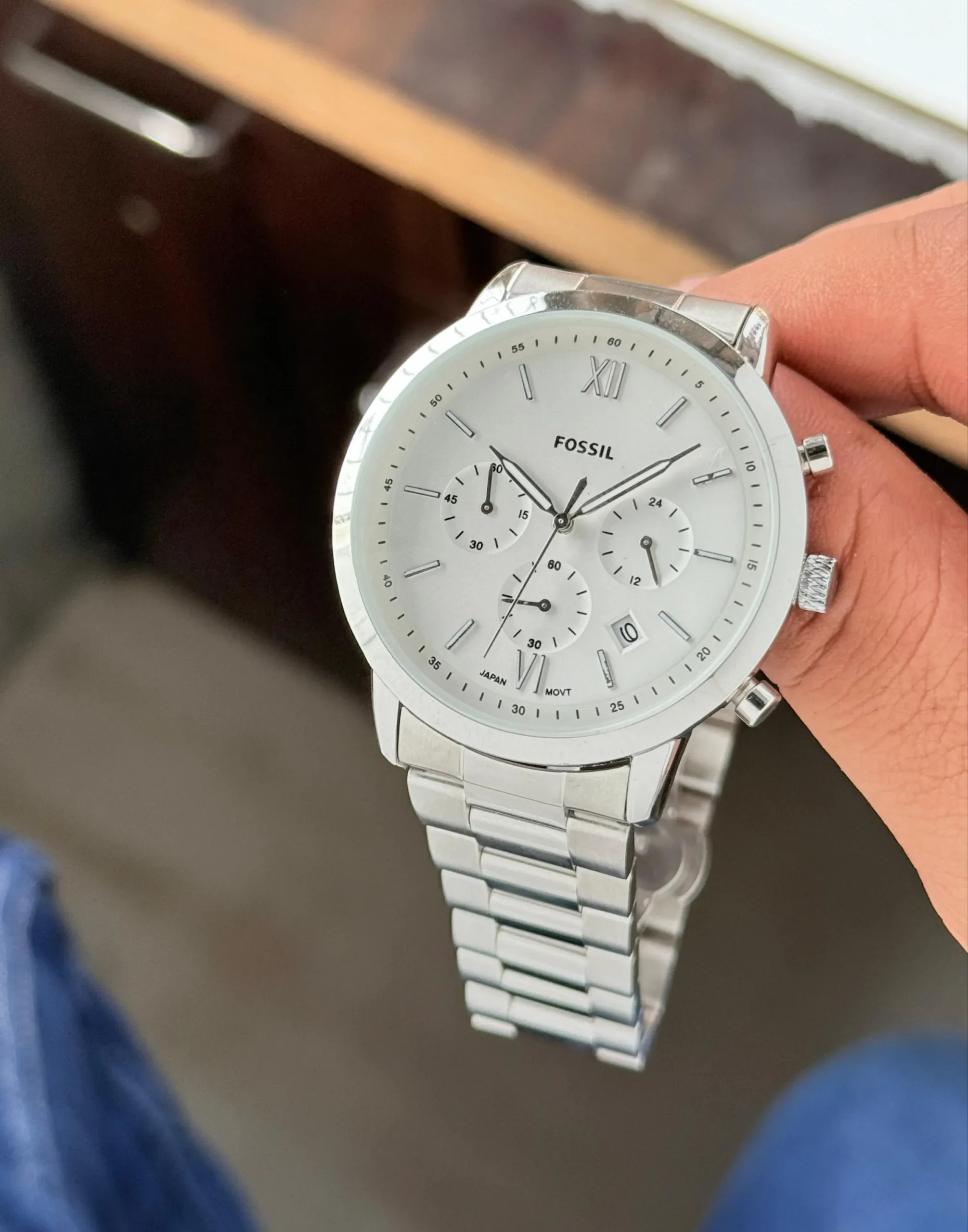 FOSSIL SLIM NEUTRA CHRONOGRAPH WHITE DIAL - Image 3