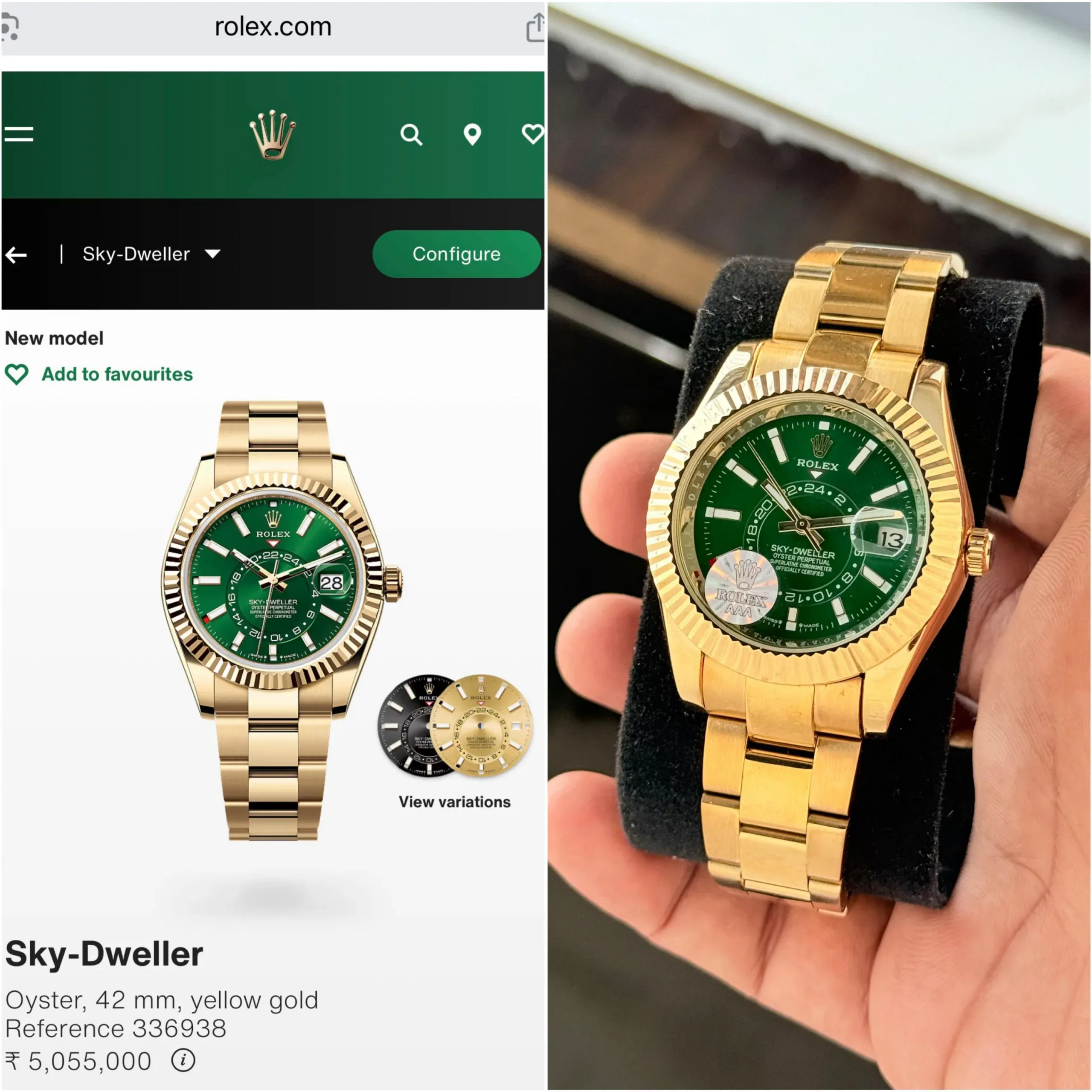 ROLEX SKY-DWELLER CLASSIC 7AAA PREMIUM GREEN DIAL - Image 4