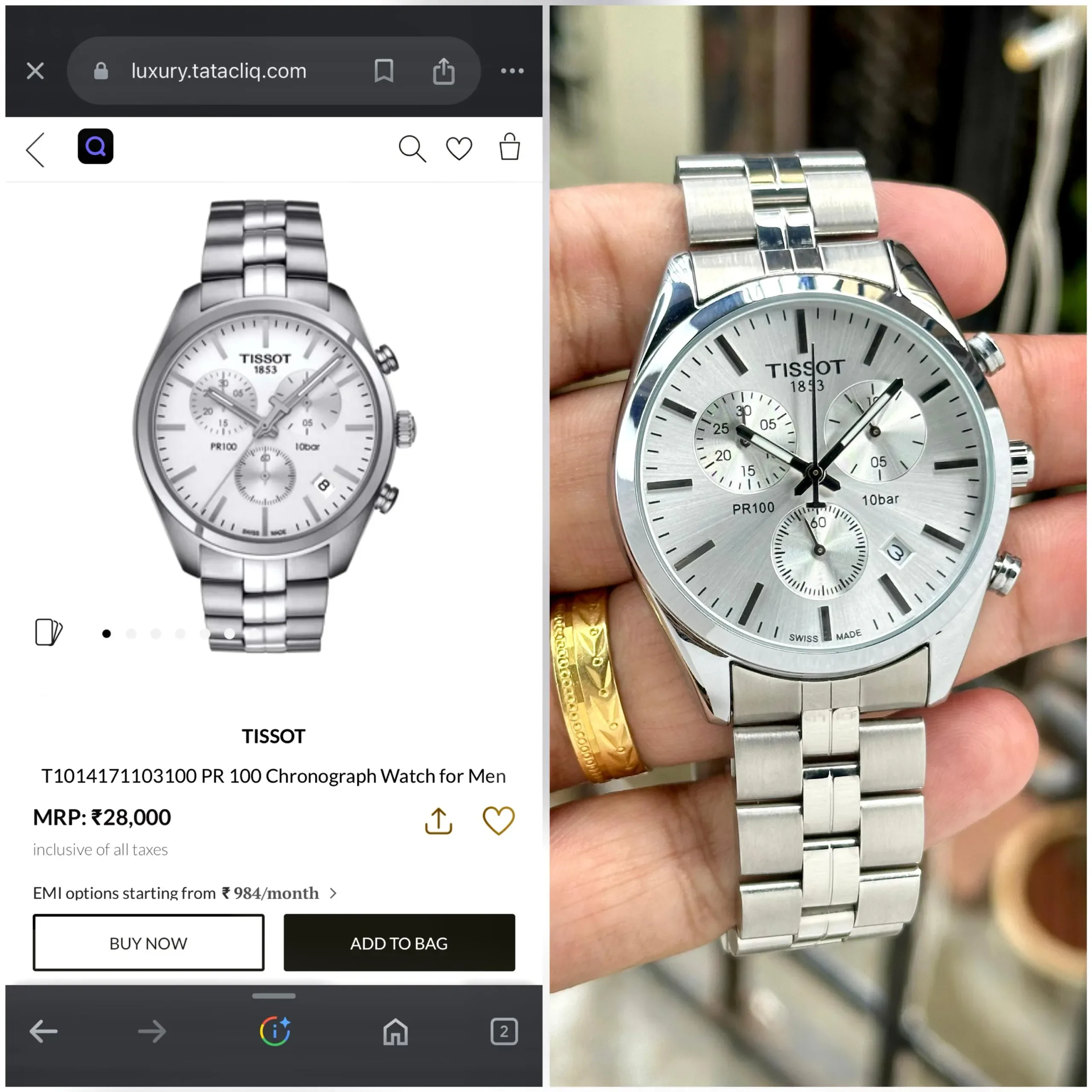 TISSOT CLASSIC PR100 CHRONOGRAPH 7AA PREMIUM SILVER - Image 2