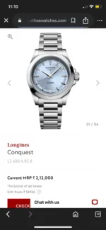 LONGINES CONQUEST 7AA PREMIUM AUTOMATIC ICE BLUE DIAL - Image 3