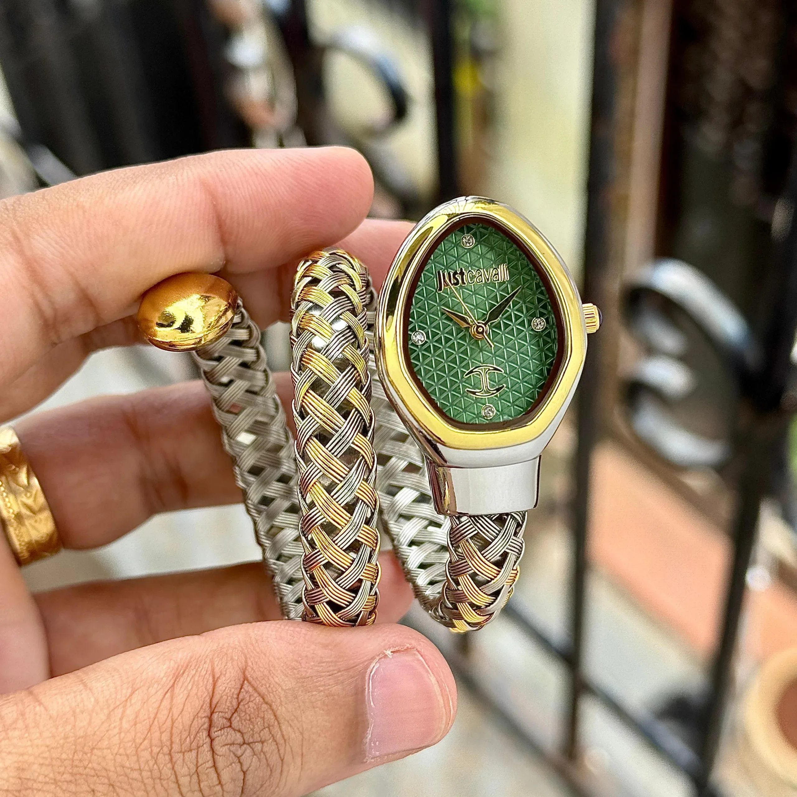 JUST CAVIILL STAINLESS STEEL EMERALD GREEN DIAL - Image 1
