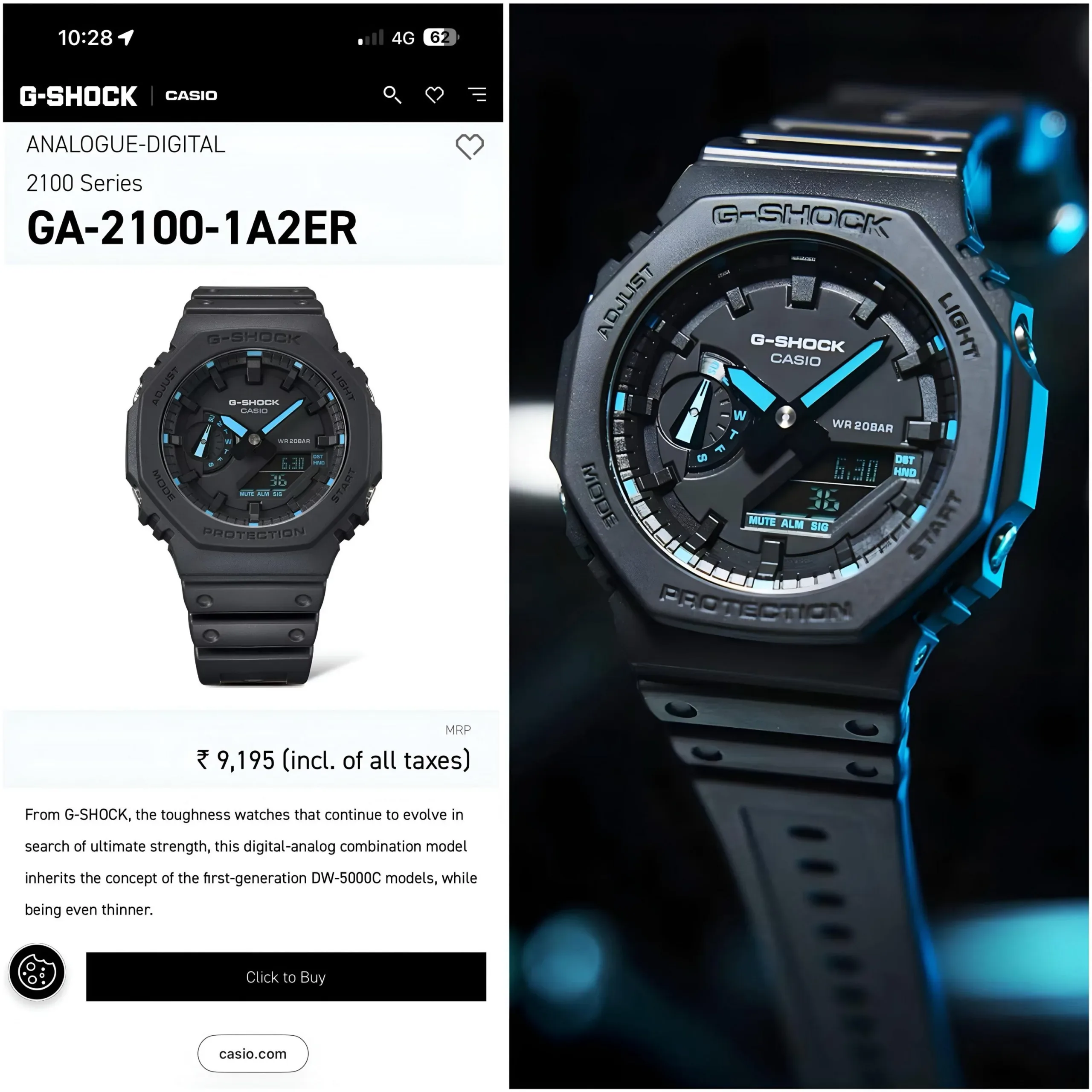 G SHOCK CASIO OAK 7AA PREMIUM AUTOMATIC BLACK - Image 5