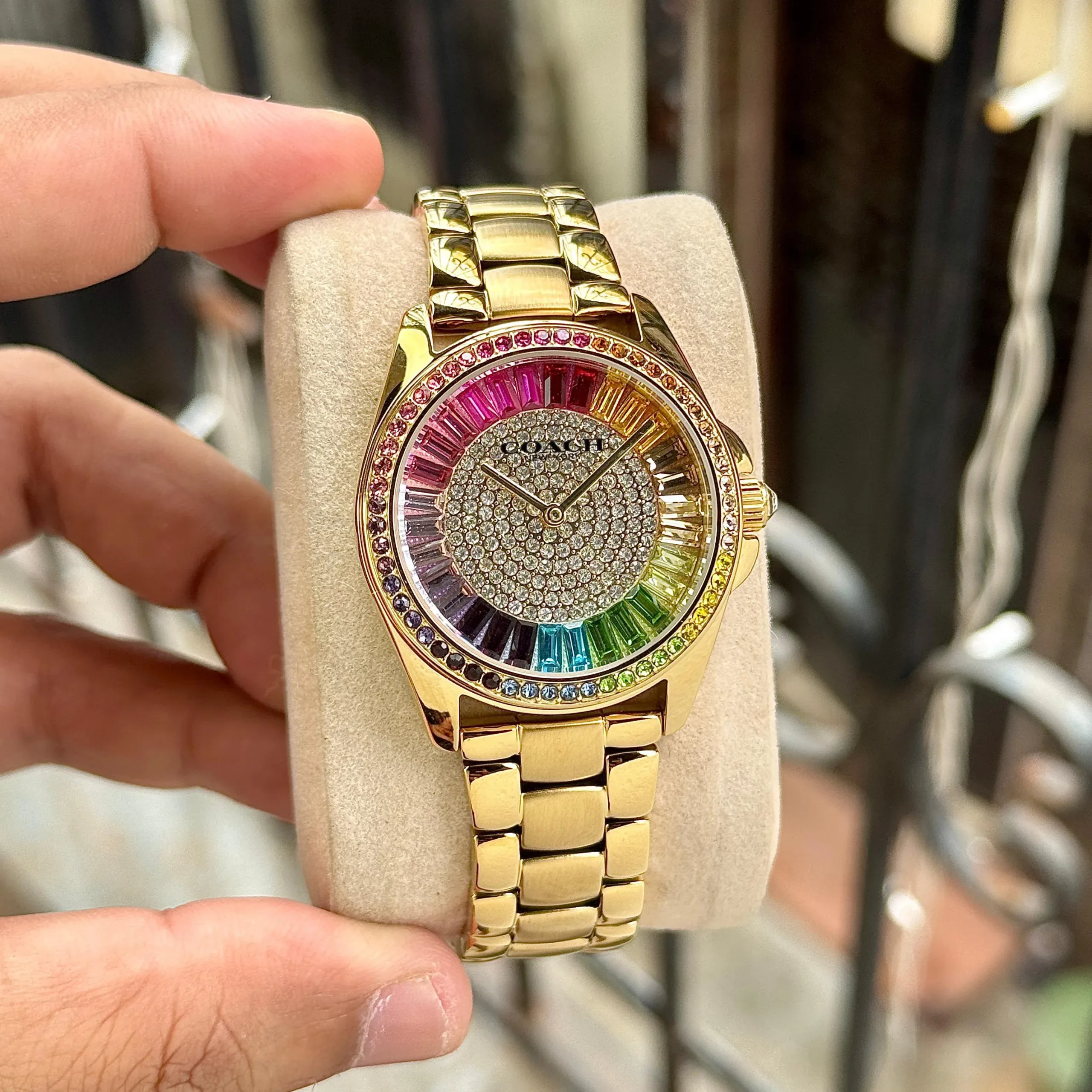 COACH GREYSON RAINBOW CRYSTAL DIAL STAINLESS STEEL - Image 1