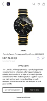 RADO MASTER CENTRIX CHRONOGRAPH 7AA PREMIUM BLACK DIAL - Image 2