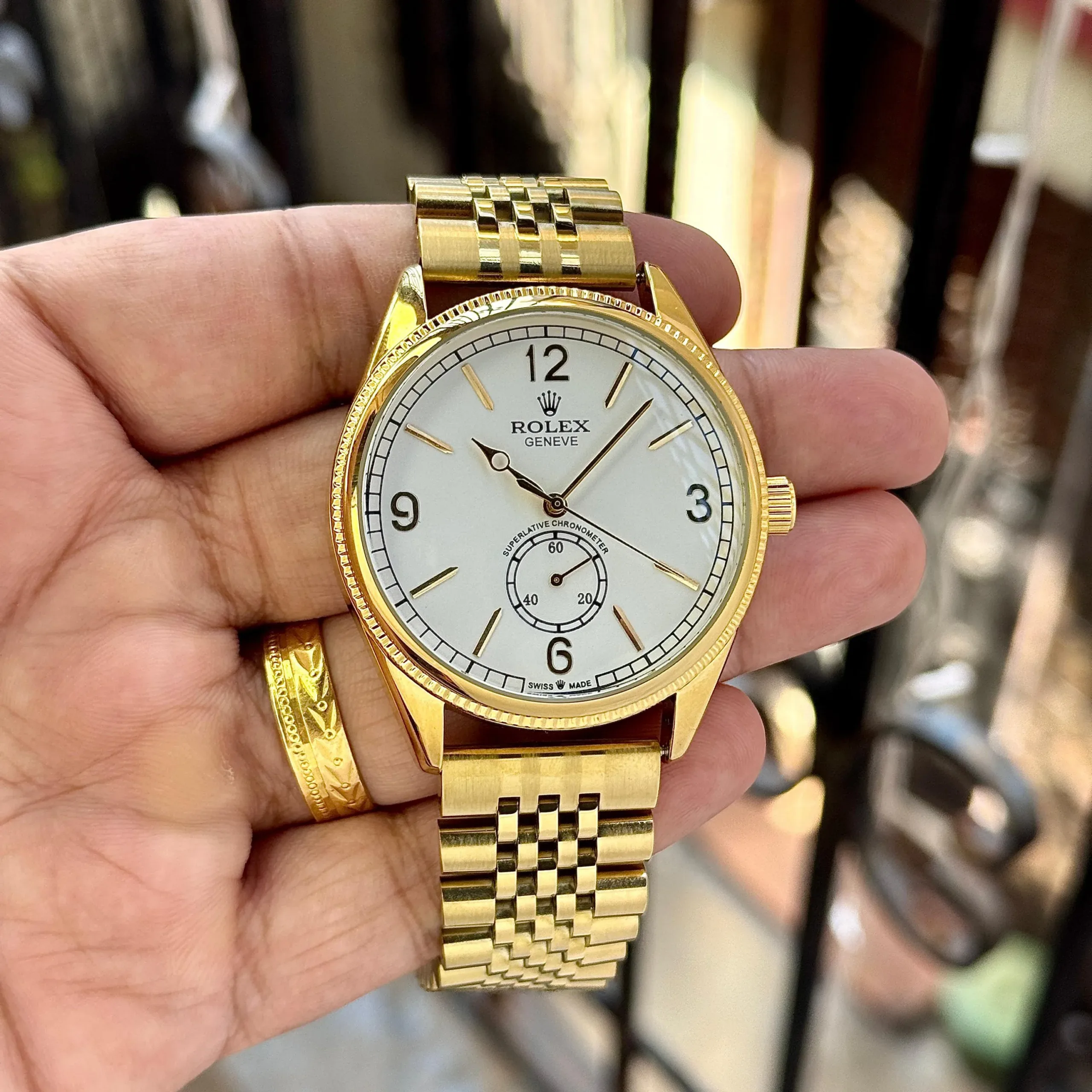 ROLEX 1908 CLASSIC STAINLESS STEEL GOLD WHITE DIAL - Image 2