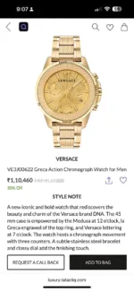 VERSACE GRECA CHRONOGRAPH 7AA PREMIUM GOLD STRAP - Image 2