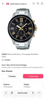 CASIO EDIFICE EX346 7AA ULTRA PREMIUM BLACK DIAL - Image 2