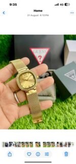 GUESS STAINLESS STEEL SQUARE CASE 7AA GOLD - Image 2