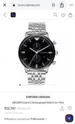 EMPORIO ARMANI MASTER 7AAA PREMIUM SLEEPING SLIM BLACK DIAL - Image 2