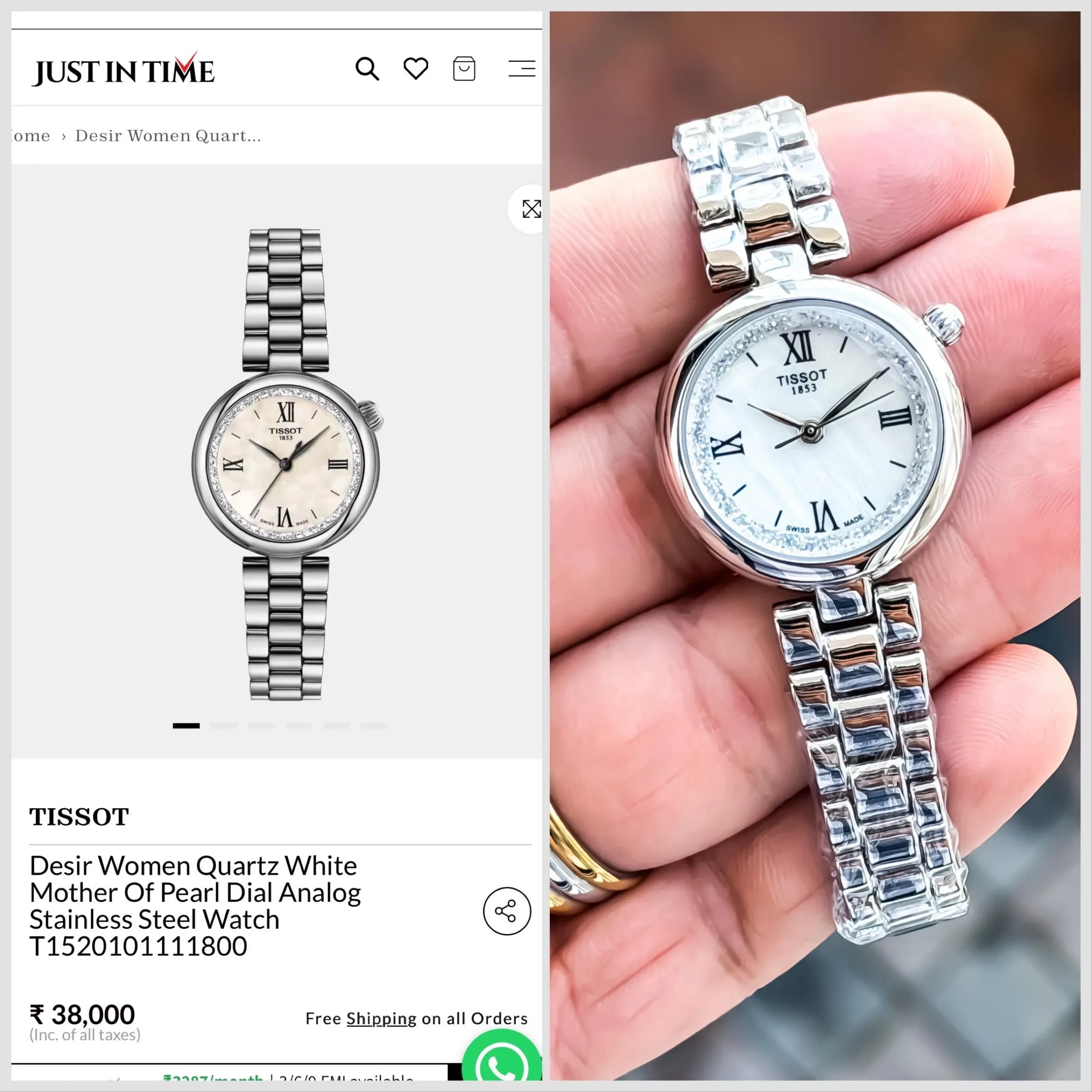 TISSOT DESIR CLASSIC STAINLESS STEEL WHITE DIAL - Image 4