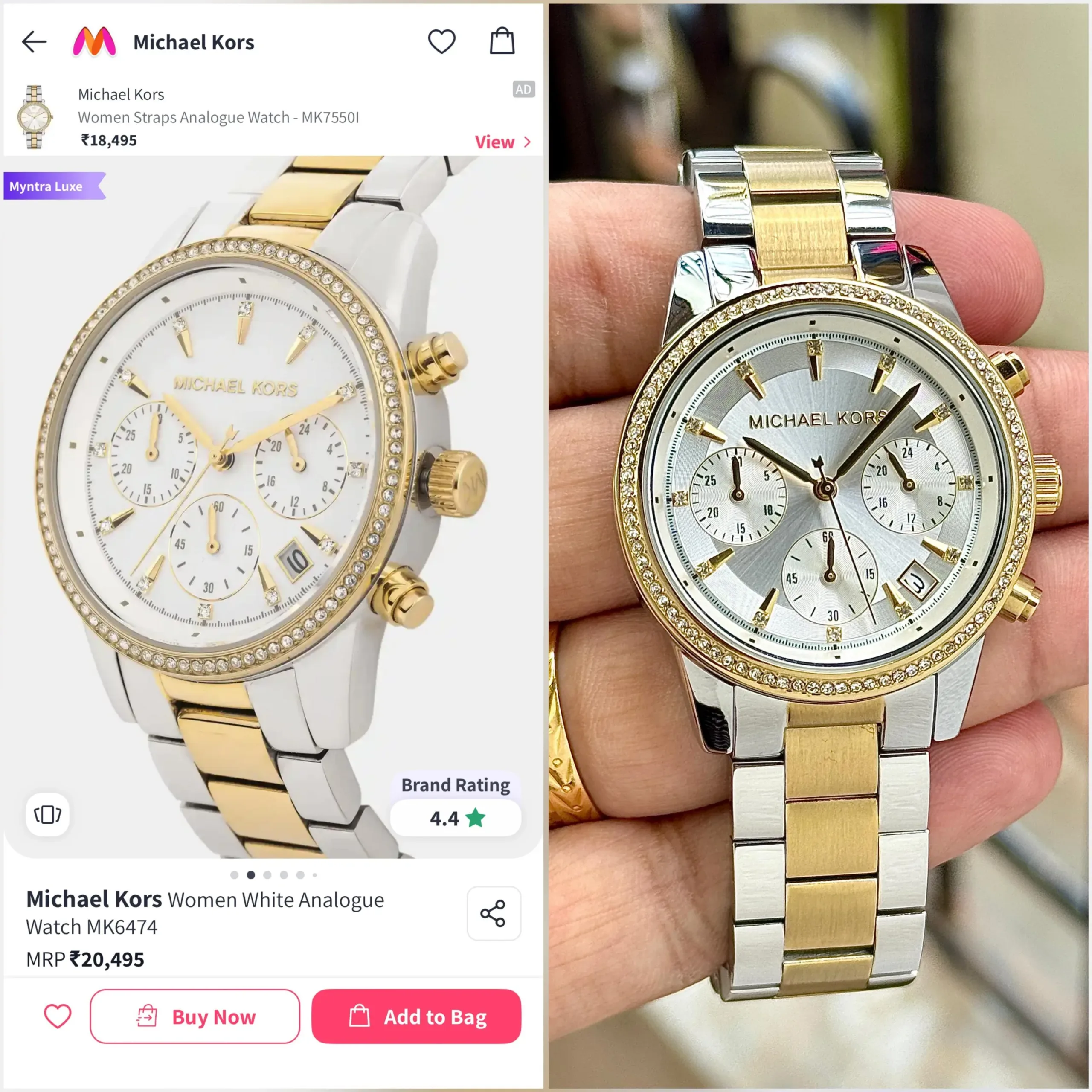 MICHAEL KORS MK6474 PARKER CHRONOGRAPH SILVER DIAL - Image 3