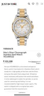 VERSACE GRECA CHRONOGRAPH 7AA PREMIUM WHITE DIAL - Image 2