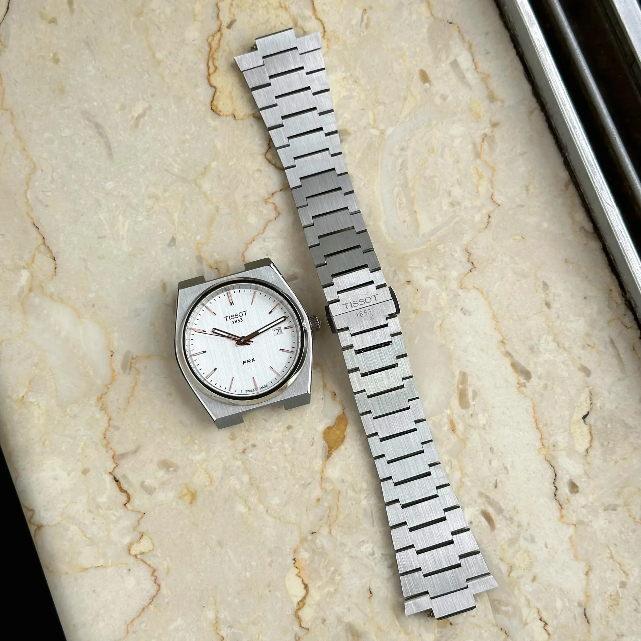 TISSOT PRX 7AA ULTRA PREMIUM STAINLESS STEEL WHITE DIAL - Image 3