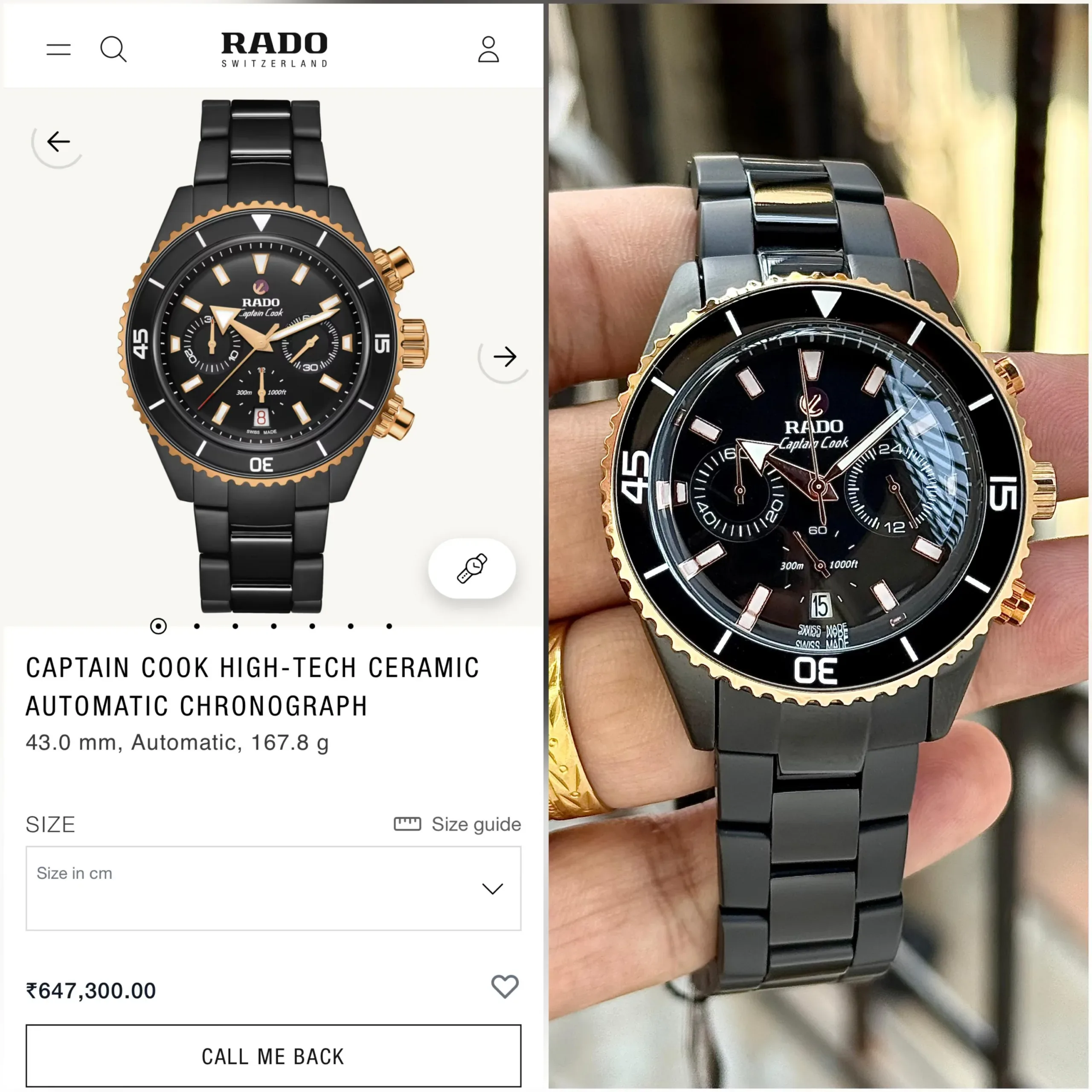 RADO CAPTION COOK HIGH-TECH CERAMIC BOLD BLACK DIAL - Image 3