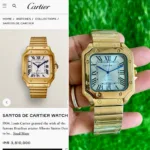 CARTIER SANTOS DE STAINLESS STEEL GOLDEN STRAP