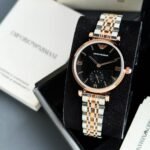 EMPORIO ARMANI STAINLESS STEEL SLIM BLACK DIAL
