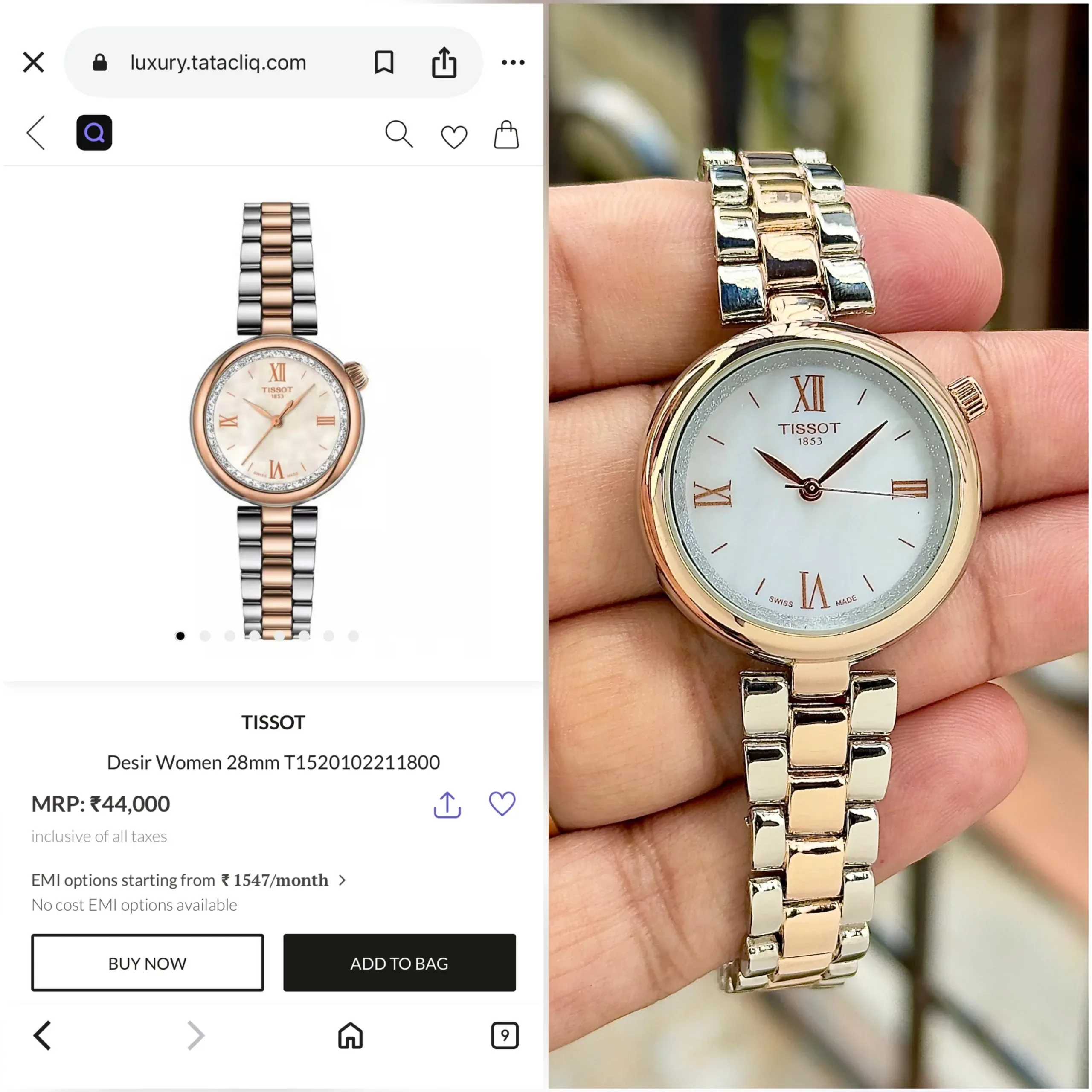 TISSOT DESIR CLASSIC WHITE MOTHER OF PEARLS DIAL - Image 3