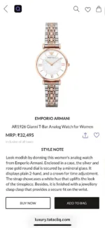 EMPORIO ARMANI SLIM 7AA PREMIUM ROSE GOLD WHITE DIAL - Image 2