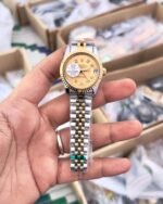 ROLEX OYSTER PERPETUAL DATE JUST GOLDEN DIAL AUTOMATIC - Image 4