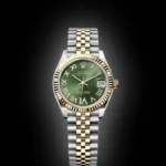 ROLEX OYSTER PERPETUAL DATE JUST GREEN ROMAN FIGURE  DIAL