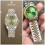 ROLEX OYSTER PERPETUAL DATE JUST GREEN ROMAN FIGURE  DIAL - Image 4