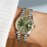 ROLEX OYSTER PERPETUAL DATE JUST GREEN ROMAN FIGURE  DIAL - Image 3