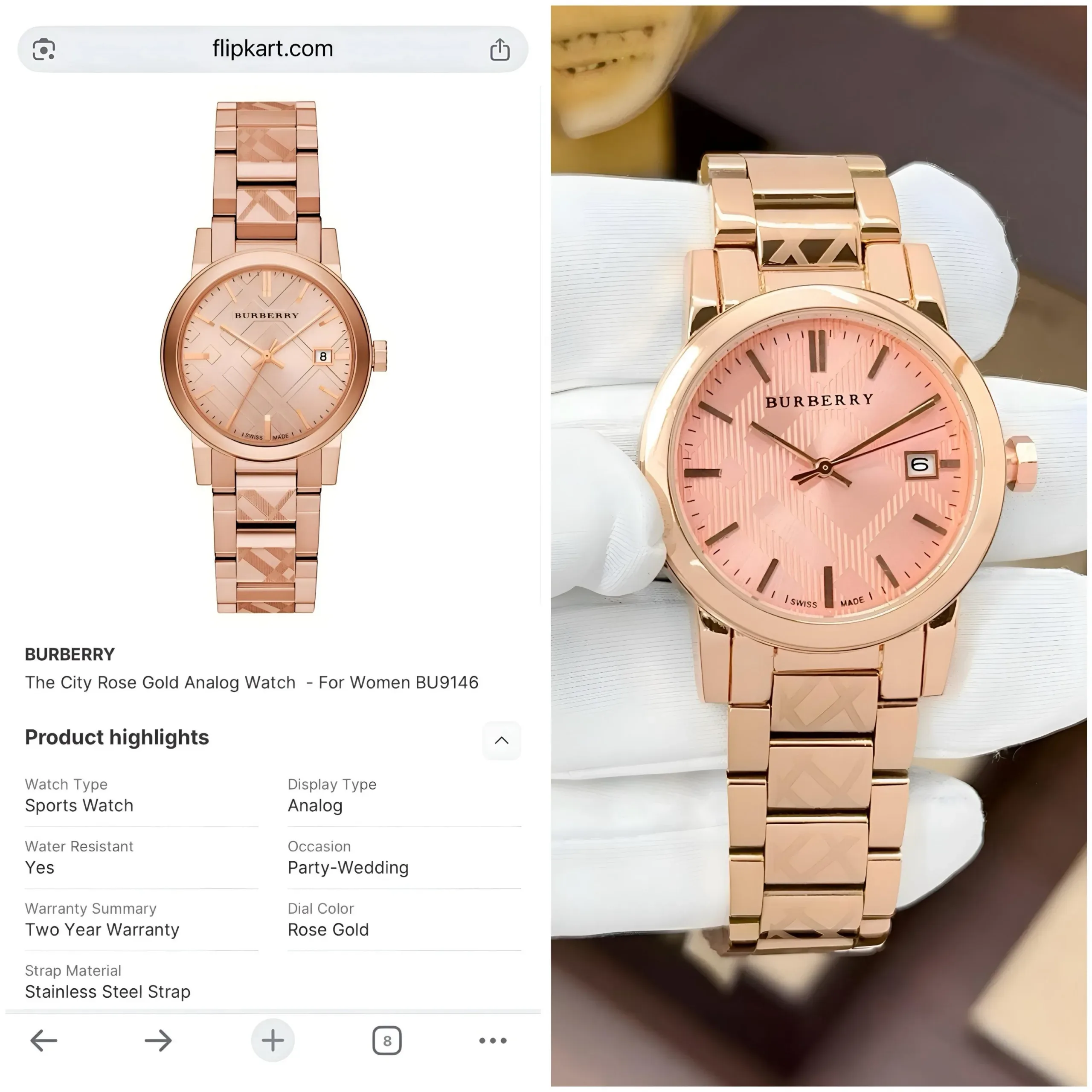 BURBERRY 7AA PREMIUM ORIGINAL ROSE GOLD DIAL - Image 4