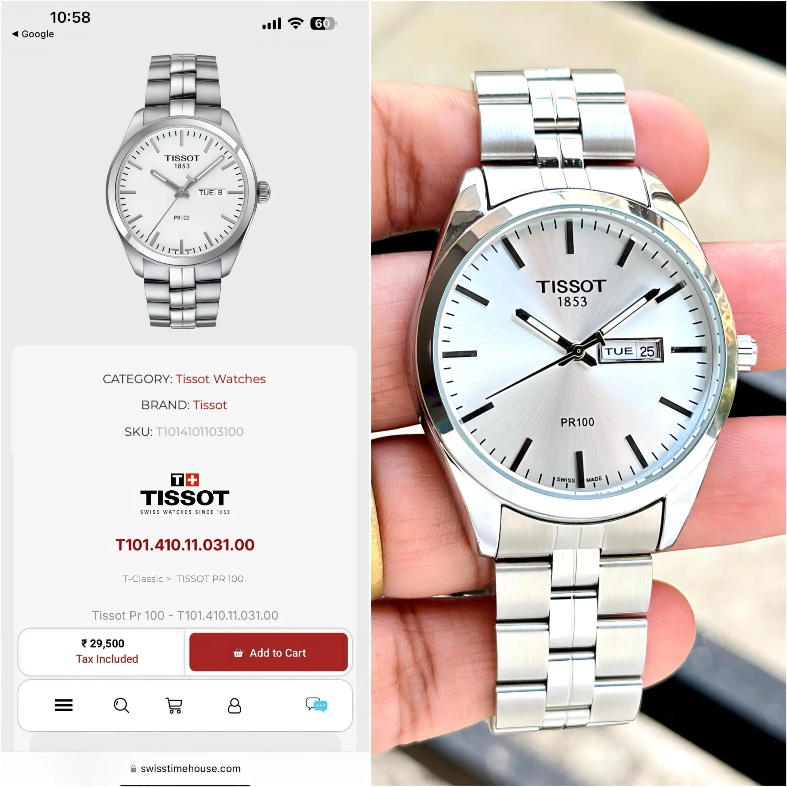 TISSOT PR-100 DAY & DATE STAINLESS STEEL 7AA PREMIUM - Image 5