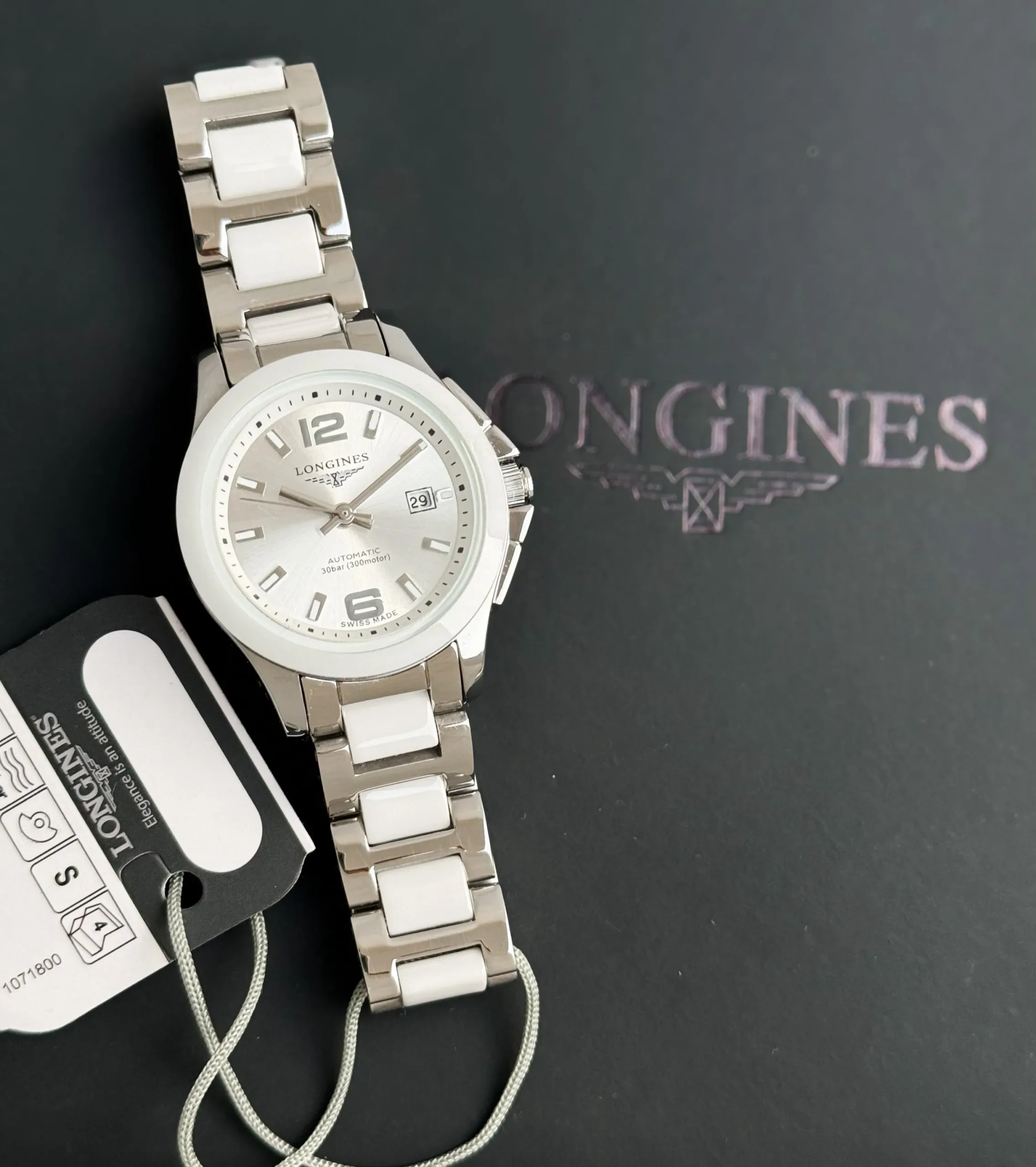 LONGINES ELEGANT CLASSIC 7AAA PREMIUM WHITE AND SILVER CERAMIC - Image 2