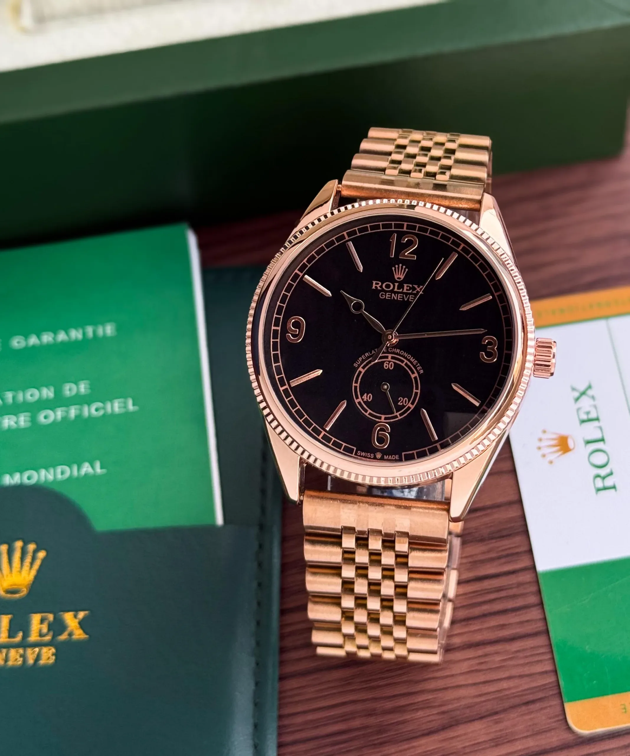 Rolex Geneve Jubliee Black Dial - Image 3