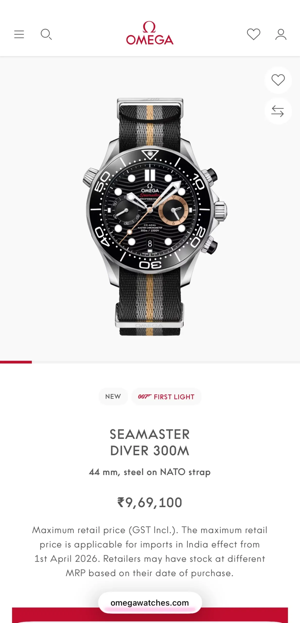 Omega Seamaster 007 First Light Black Dial - Image 5